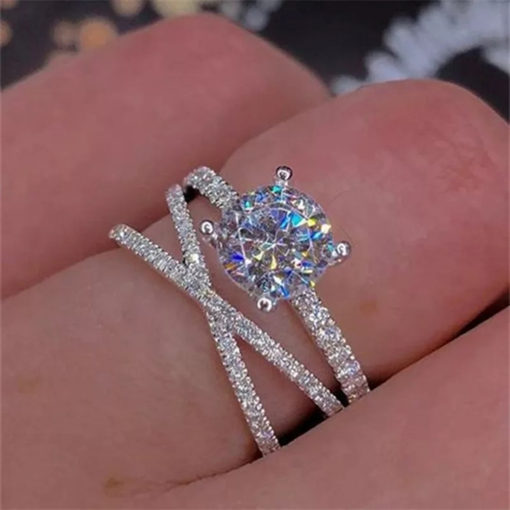 Vintage Cross silver Diamond CZ Rings